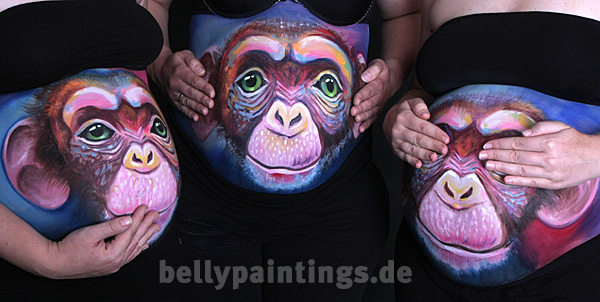Babybauchbemalung „3 Affen"