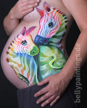 Babybauchbemalung Regenbogenzebras